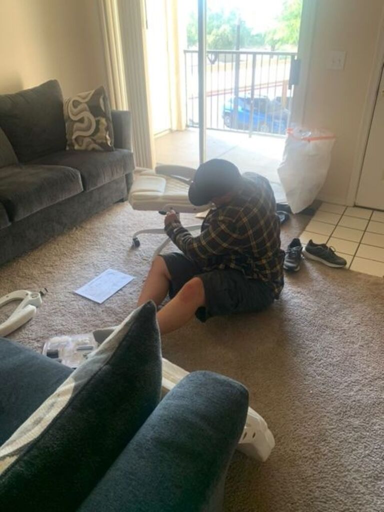 Jeremy is always willing to help Danielle with any of her projects, especially when it comes to making their place feel like home. 🏡 On his day off, Jeremy took on the task of building their desk chair and doing chores around the house. 🛠️🧹 Danielle, who loves a nice and tidy place, was thrilled to see their home coming together. 😊 Their teamwork and dedication to planning and executing tasks make their home a cozy and organized haven. 💖✨