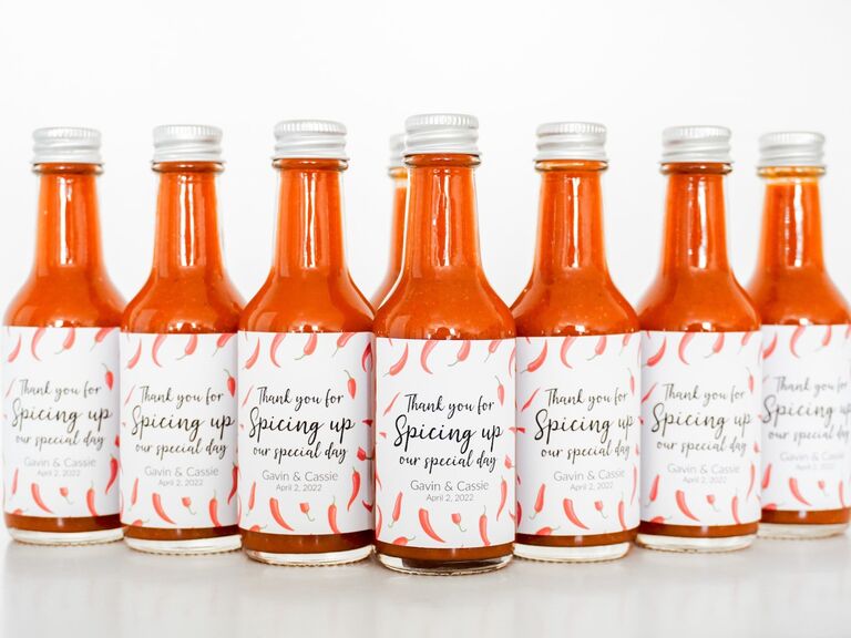 Mini hot sauce edible wedding favors 