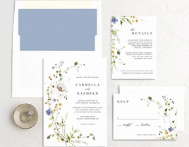 Delicate wildflower wedding invitation.