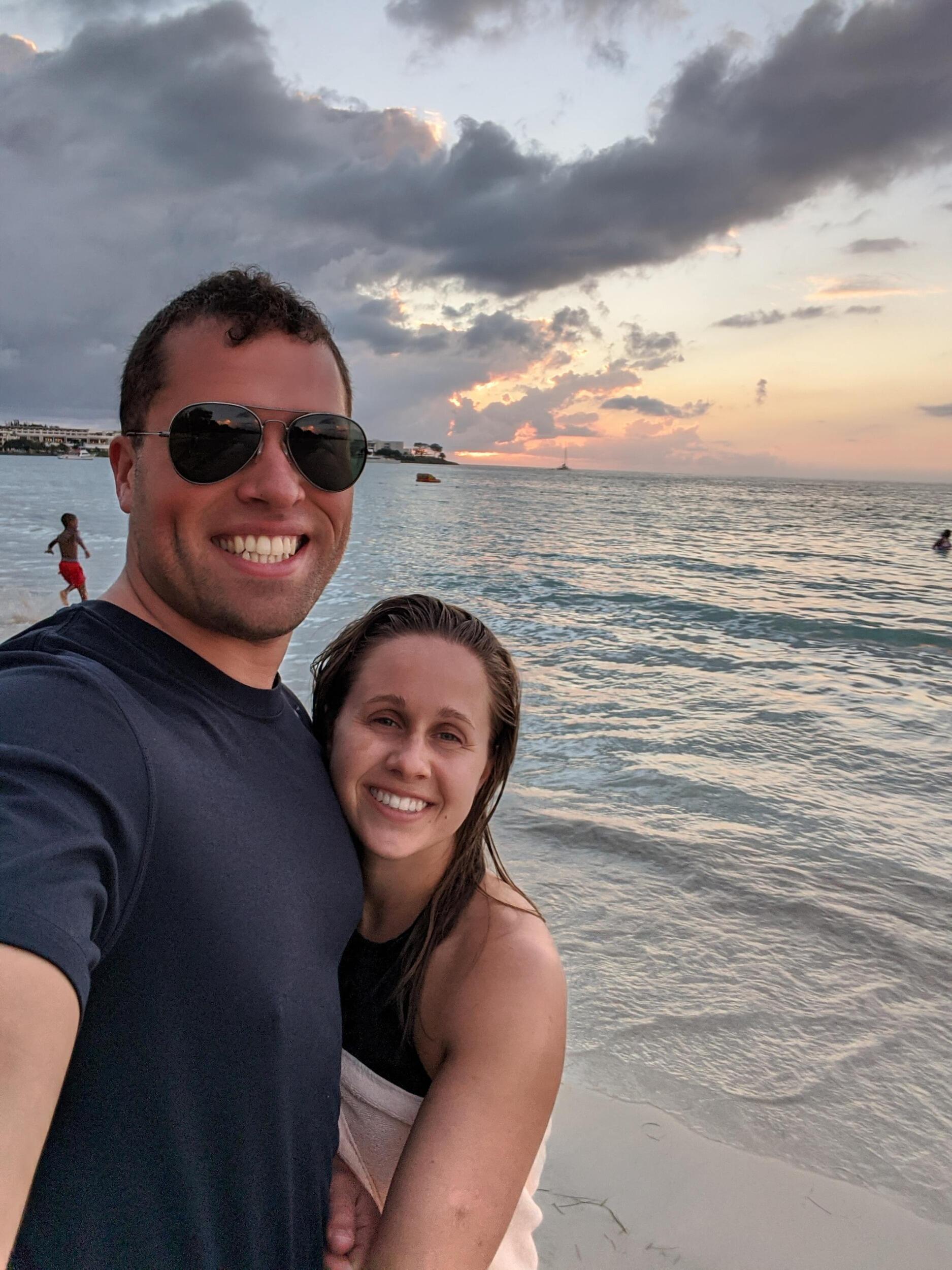 Spending time on the beach in Jamaica on a trip with the Sanders family. 