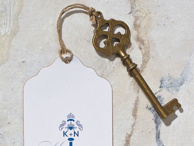 Vintage key charm for wedding favors