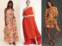 Collage of three summer wedding guest dresses 