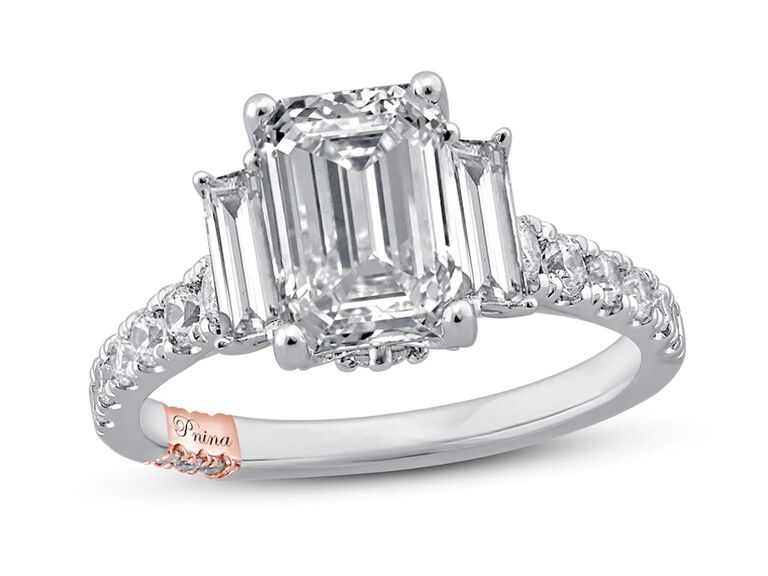 3 stone deals rectangle engagement ring