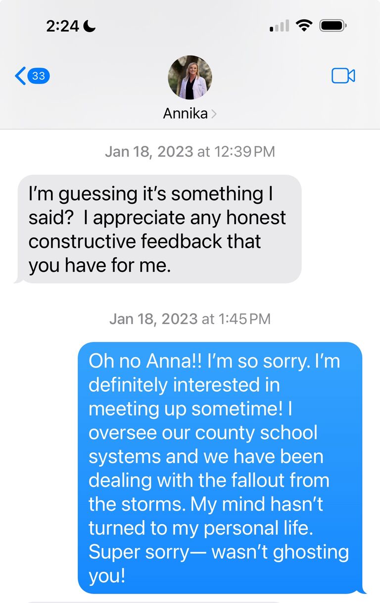 The alleged ghosting incident, where Amie almost blew it. 