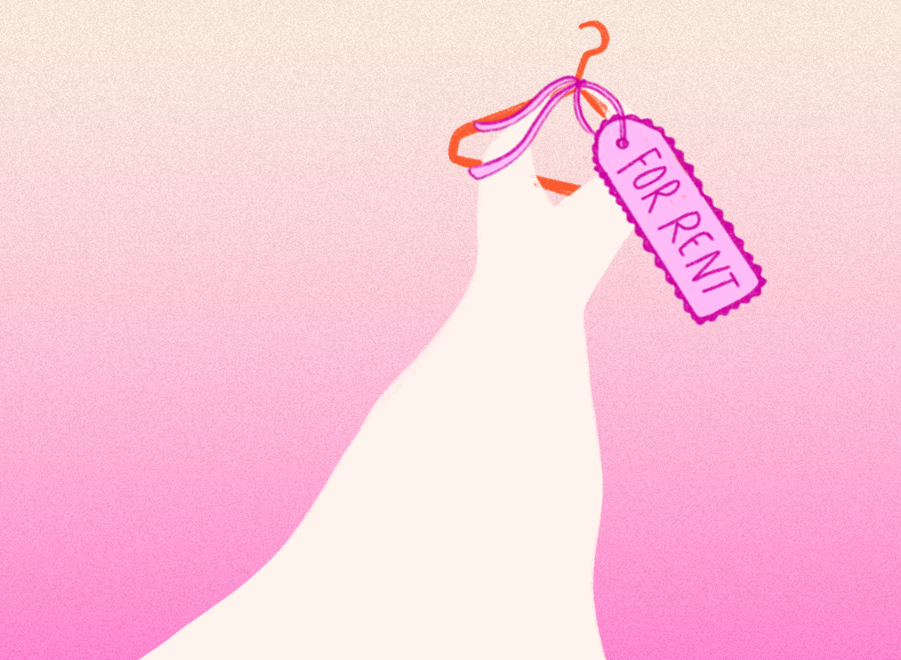 Dress with 'to rent' label