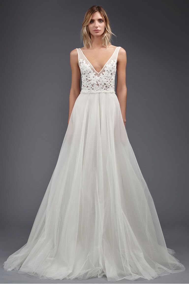 V Neck A Line Wedding Dress 9