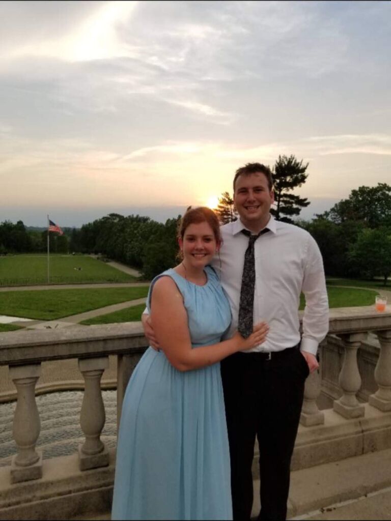 Nick accompanies Elaina to Elizabeth and Cass's wedding at Ault Park - the park Nick and Elaina had their engagement photos taken at in 2023!