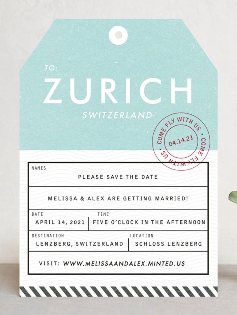 luggage destination wedding save the date