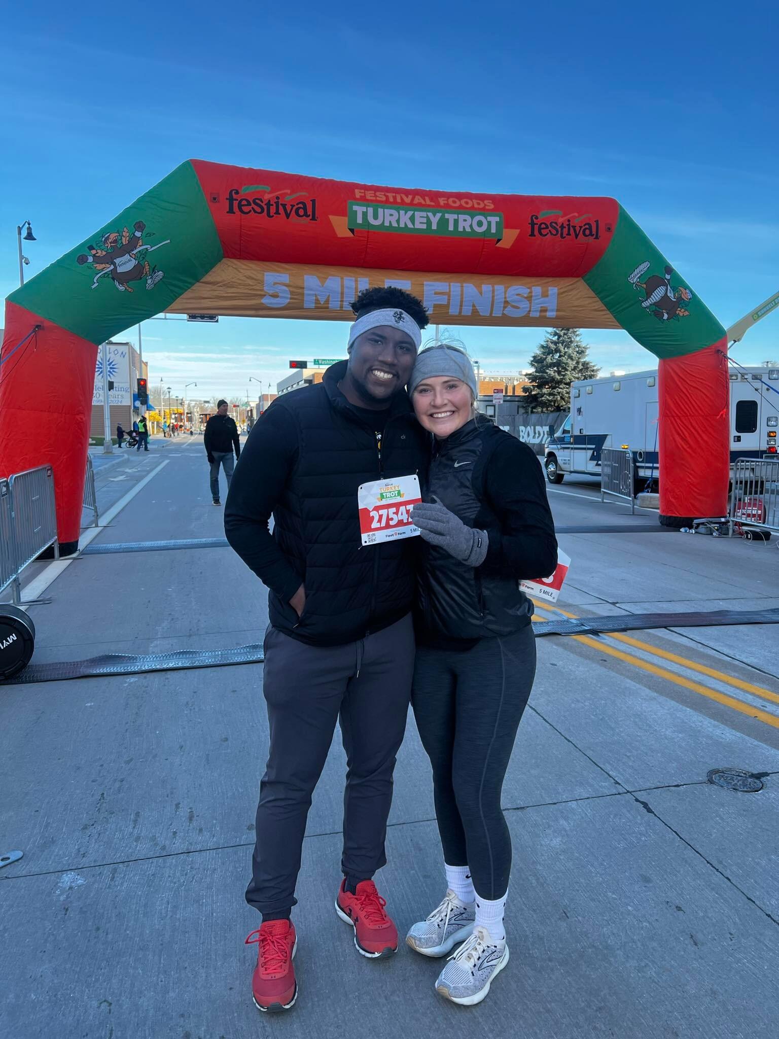 Thomas's first time doing the turkey trot with Sam's family. Thomas feels so lucky to be marrying into a Turkey Trot family!