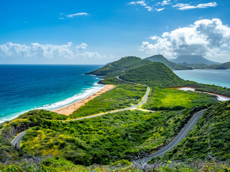 Saint Kitts Panorama With Nevis Island In The Background 