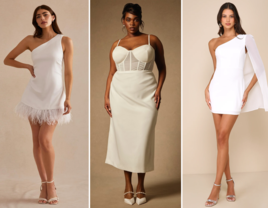 Three white bachelorette party dresses