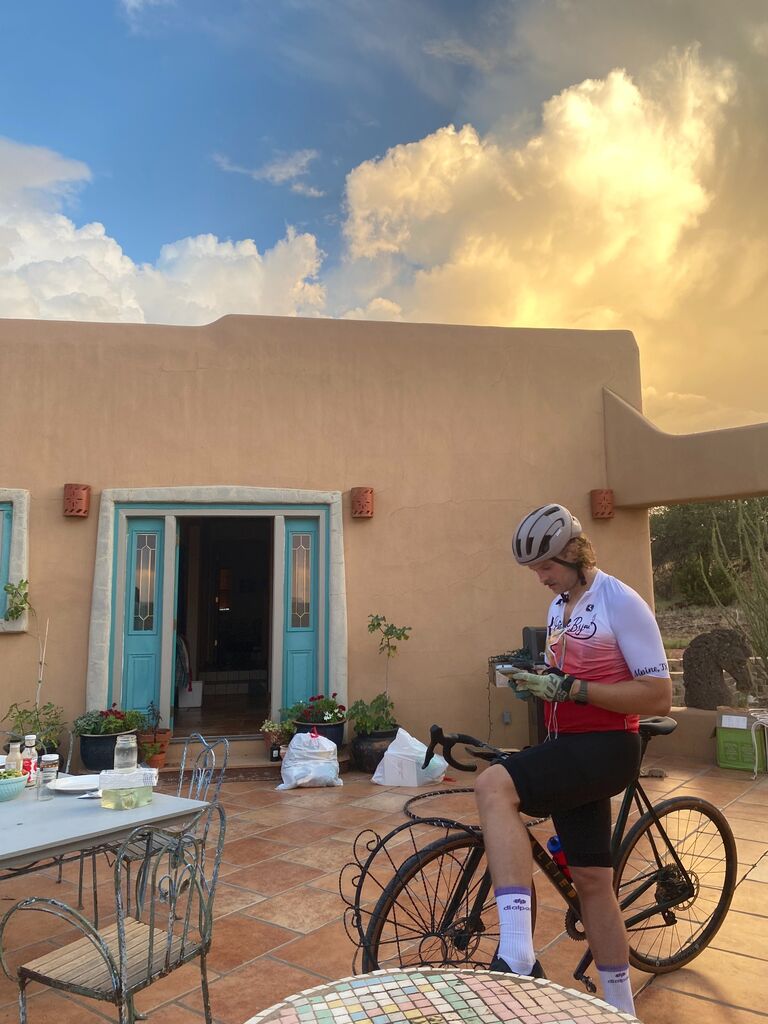 Nils pre-ride praying to the wind gods for a tailwind in West Texas.