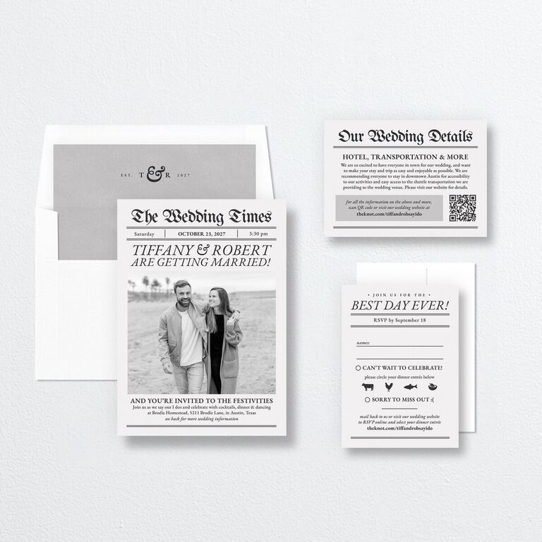 Newspaper inspired invites