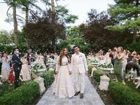 Bride and groom's wedding recessional after ceremony