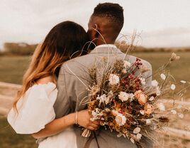 Bride and groom on wedding day