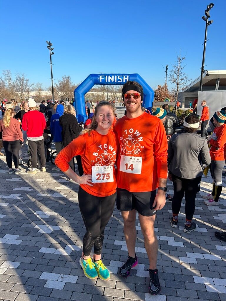 Zach enjoyed the Turkey Trot largely because of the running. Susie enjoyed the Turkey Trot for all reasons except for the running. 