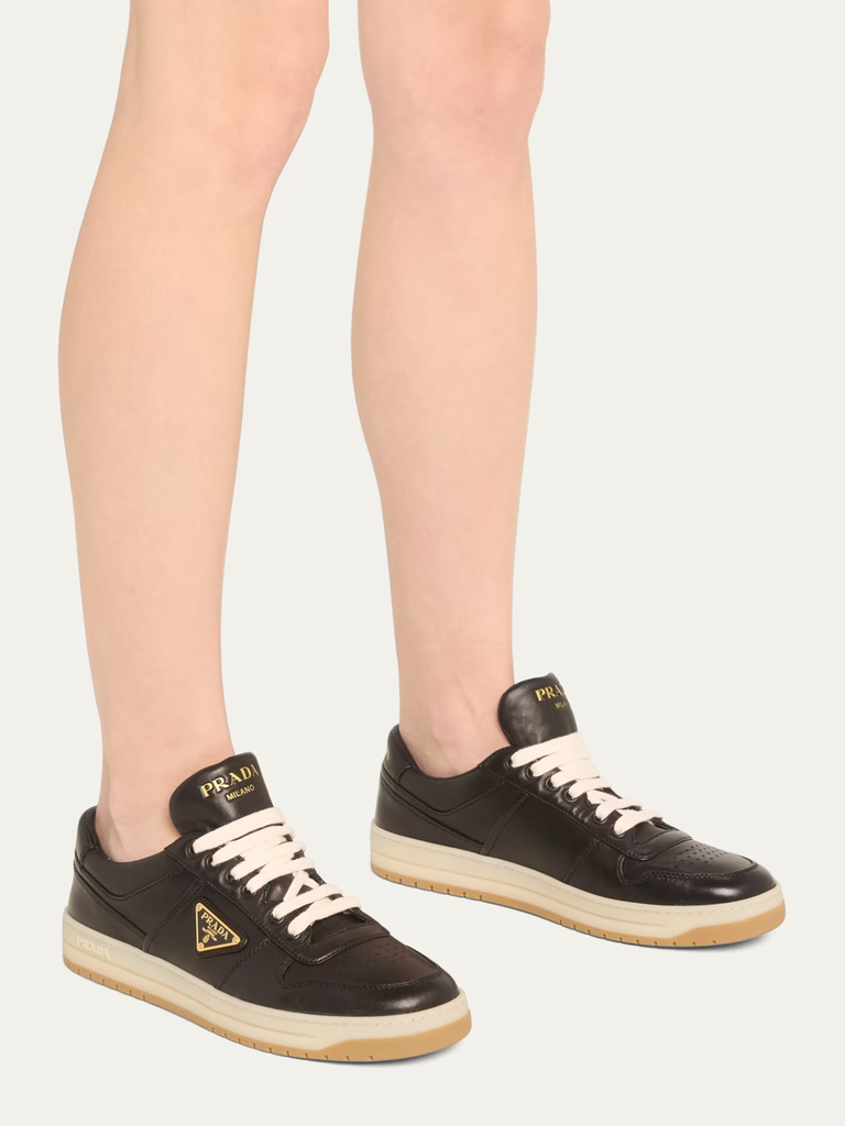 Prada black leather sneakers