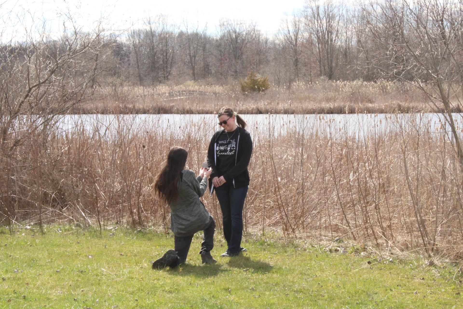 He Proposed! This was in the Crosswinds Marsh up in Michigan.