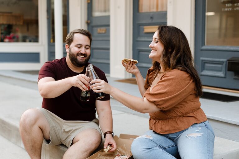 Our first date was going to get pizza in Princeton.! It went so well we decided to hangout another 3 hours next-door at one of our favorite bars. At our engagement shoot we decided to go back to where it all started and of course enjoy some pizza!