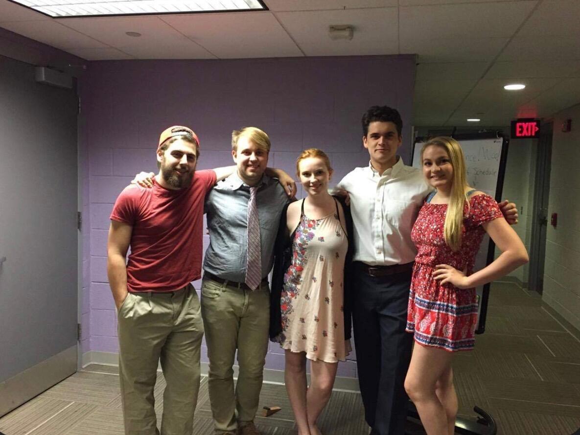 Our first photo together! Taken backstage on opening night of the play Drew and Ashley did together back in college.  These two little cuties had no idea they'd start dating, let alone get married. 