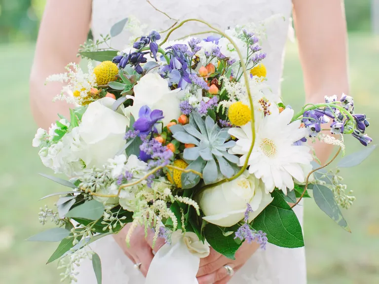 Wildflower Bouquet With Daisies and Succulents 