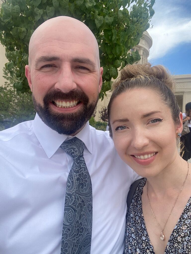 Waiting for Nate (Brittany's step-brother) and Vanessa to come out of the Payson Temple after having attended their temple sealing.