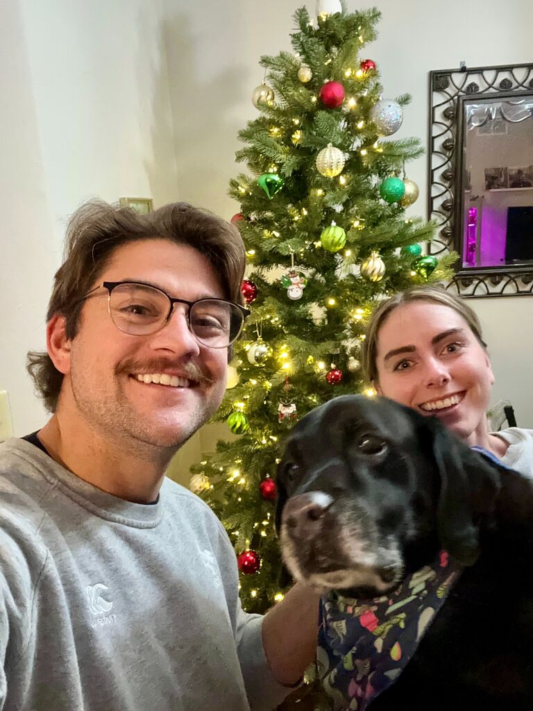 Christmas in our first apartment! Finally a picture with Shia in it