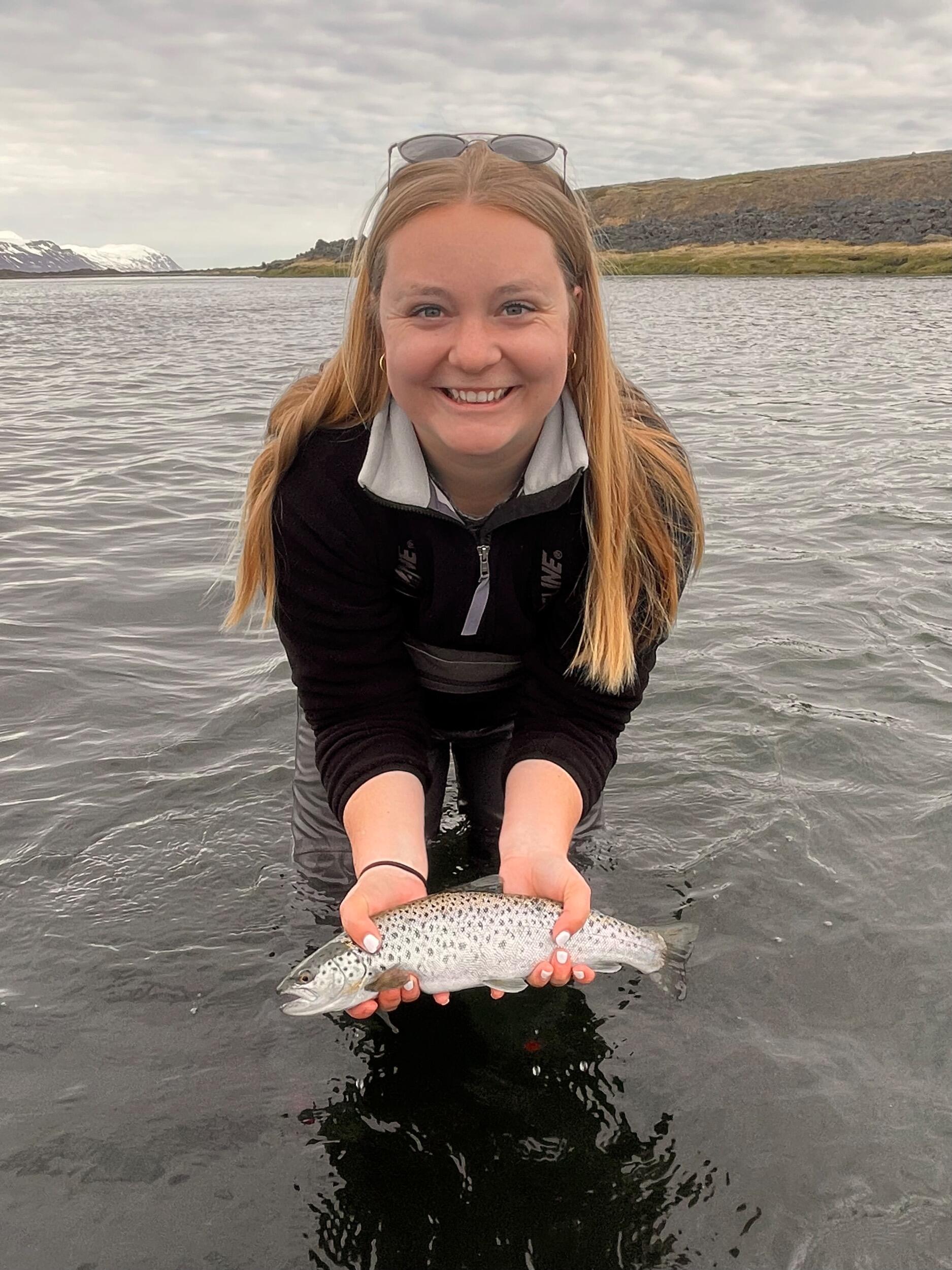 BIG milestone for Peter....Gillian's first trout on a fly rod. 