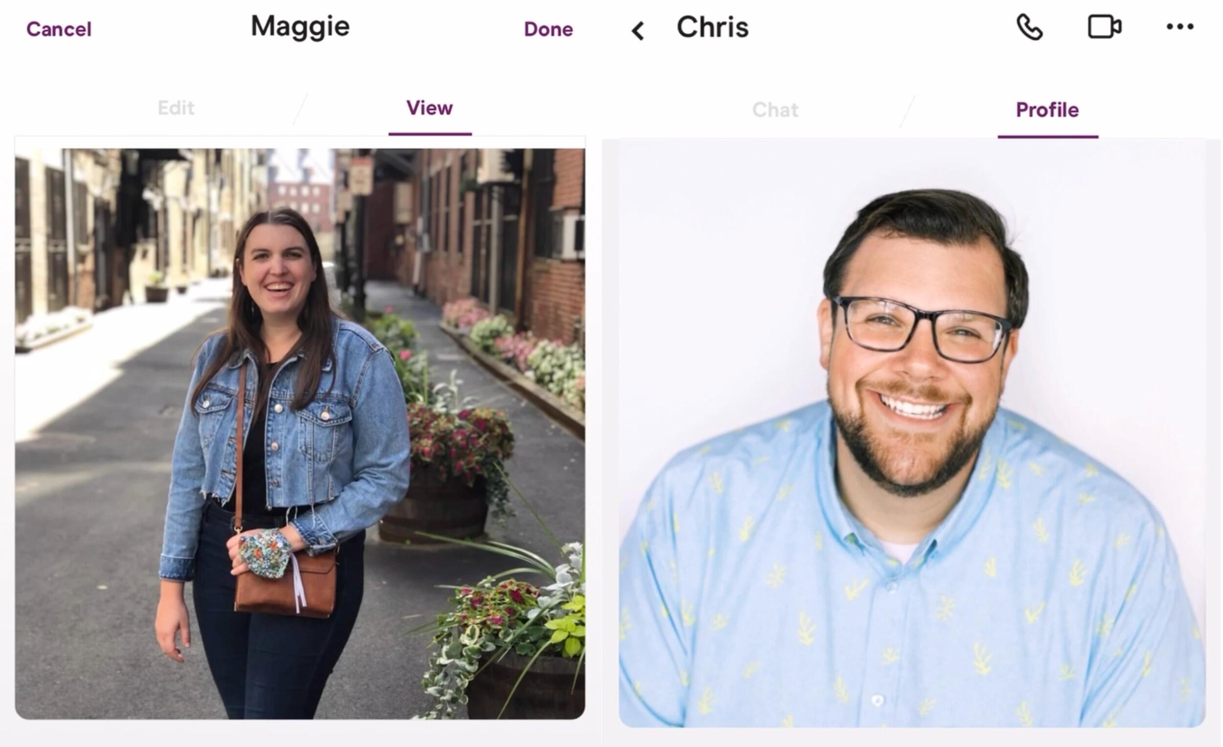 Our story begins on the dating app, Hinge. Maggie swiped right after reading Chris's playful and kind responses, which paired beautifully with his bright eyes and infectious smile. Chris responded to Maggie's message, and especially loved Maggie's profile pic that featured her excitement about eating ice cream! 