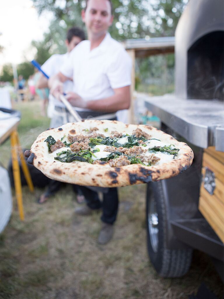 Interactive pizza food experience wedding food trend