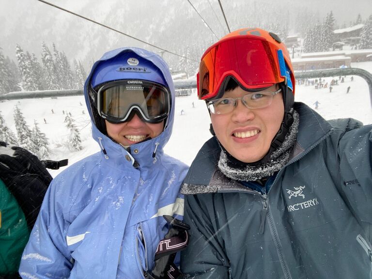 Chris' first time skiing