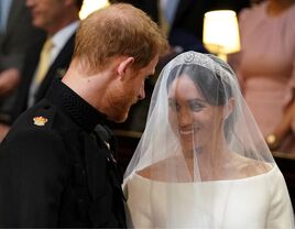 Prince Harry and Meghan Markle during royal wedding ceremony