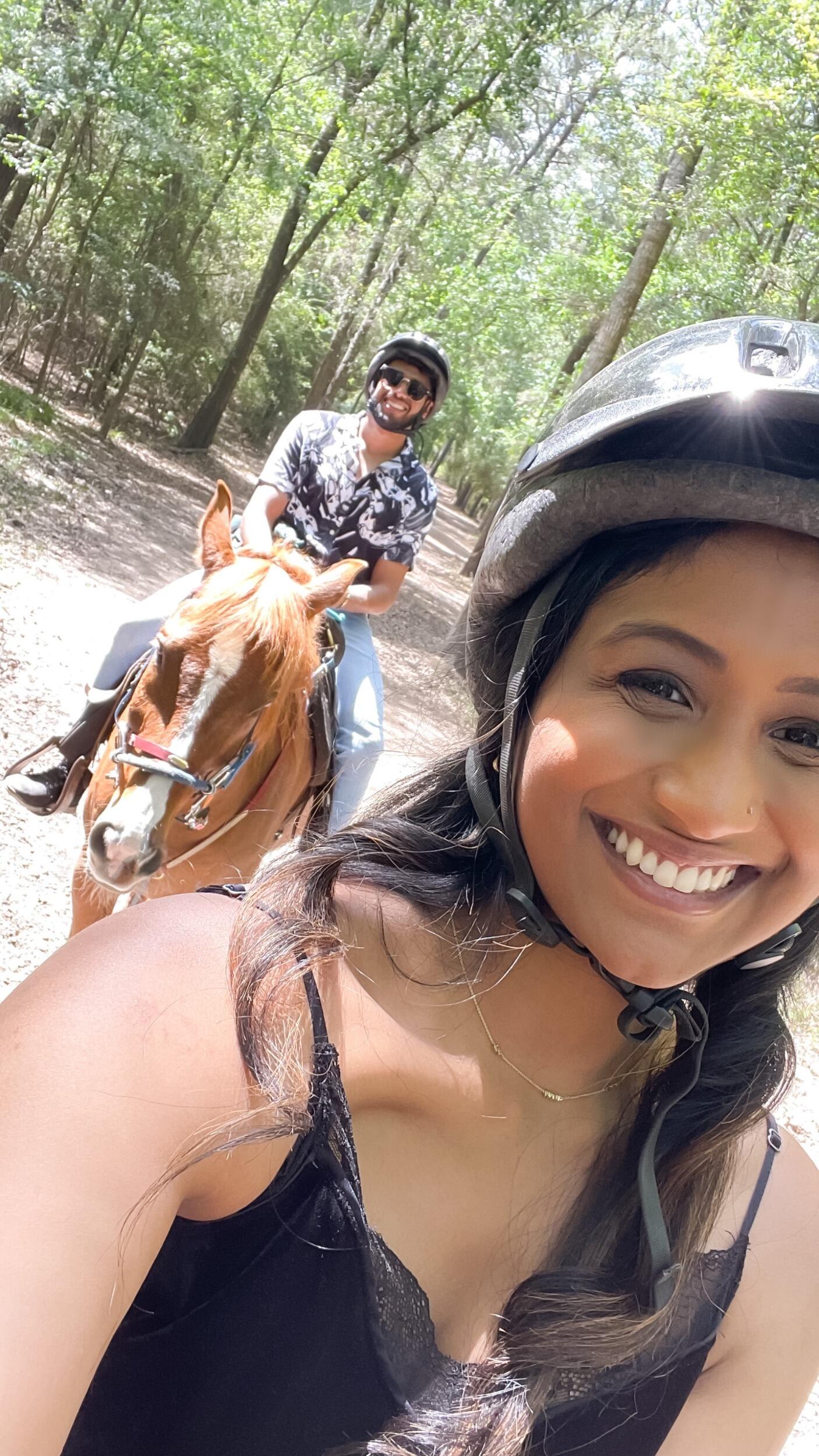 Our first time visiting my hometown Houston, and Ganesh's first time going horseback riding! Trying to make him a Texan, day by day!