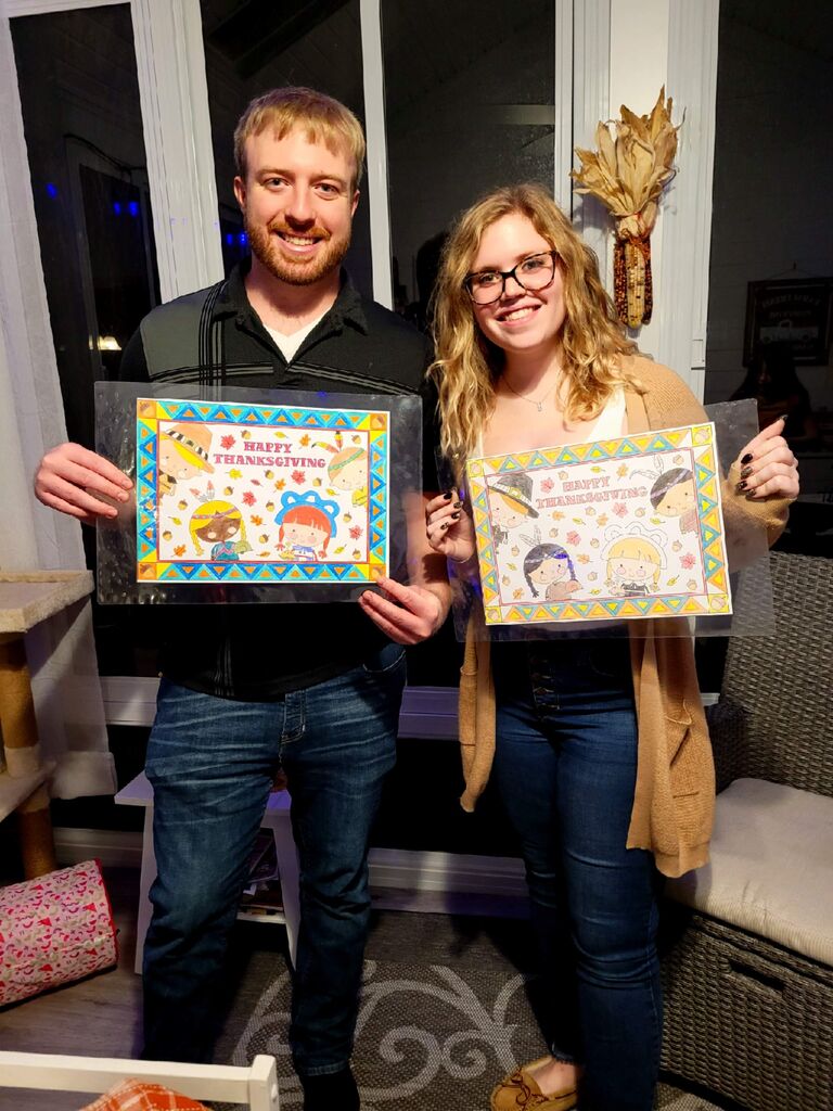 Had fun making Thanksgiving placemats together!