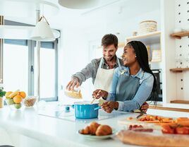 Couple cooking together