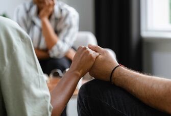 Couple talking to therapist