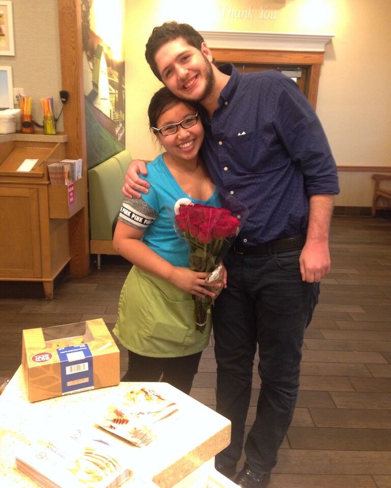 Kylee started her first job at Bob Evans as a waitress. Riley was always a supportive boyfriend, surprising her at work just to make her smile!