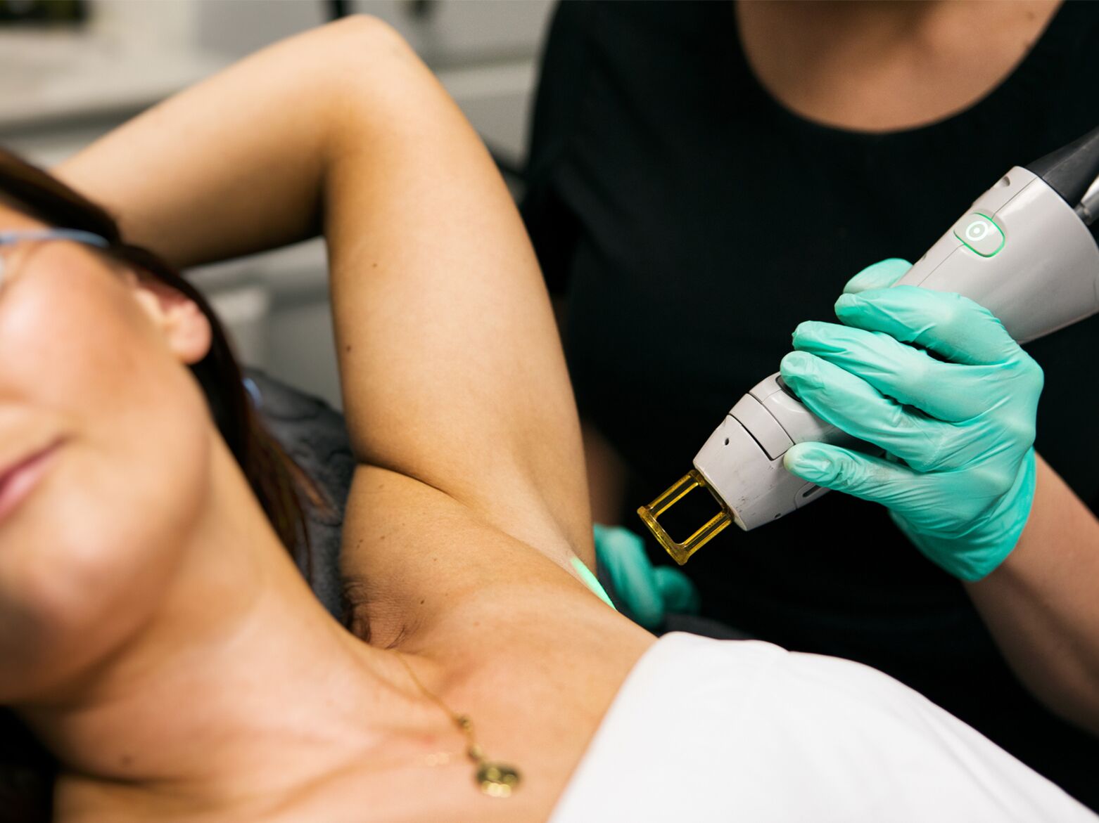 Bride undergoing laser hair removal treatment