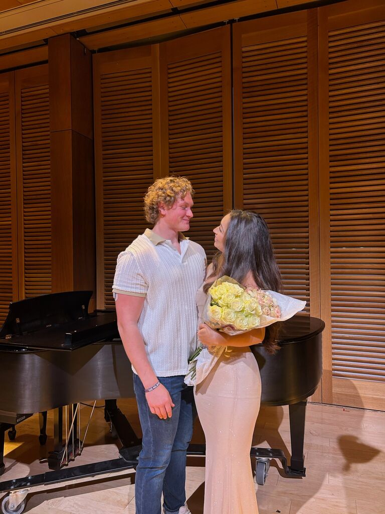 Gavin supporting me at my senior recital