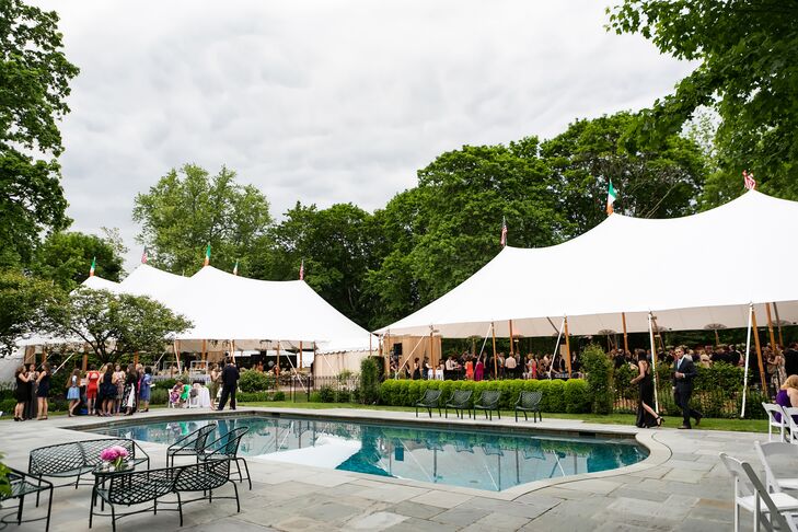 Backyard Wedding With Tents And Pool
