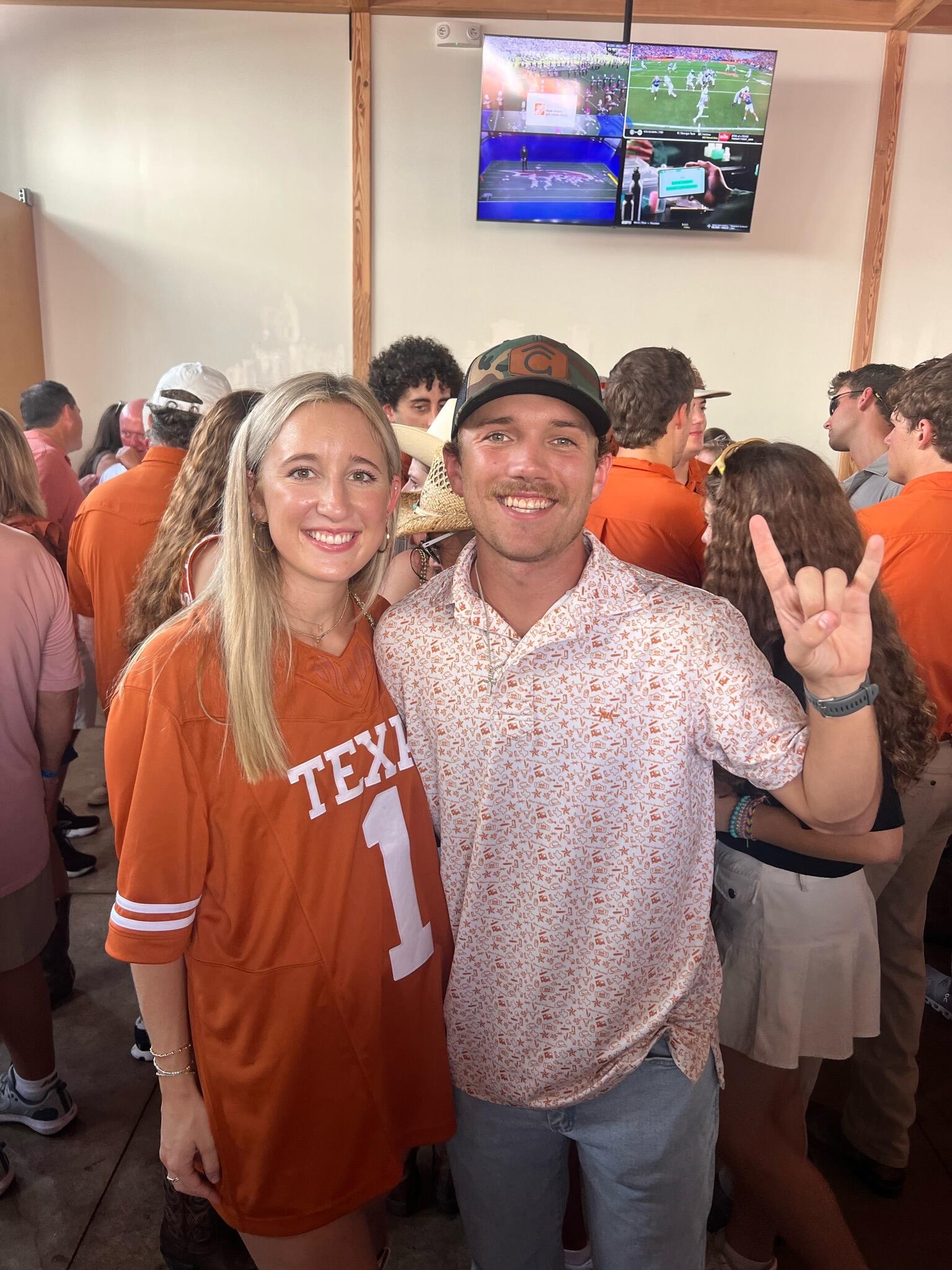 First football season as a couple. The horns decided to show out.