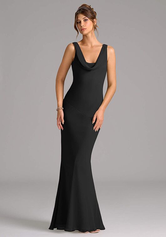 Azazie Azazie Rylina Chiffon in Black Bridesmaid Dress | The Knot