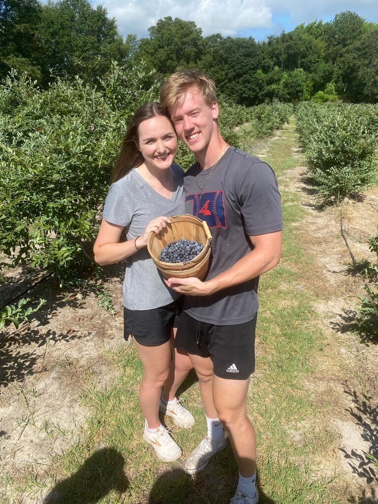 Blueberry picking in the hot Texas summer