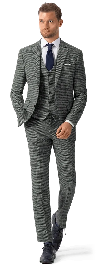 Mens winter Hockerty Gray Tweed Three-Piece Suit
