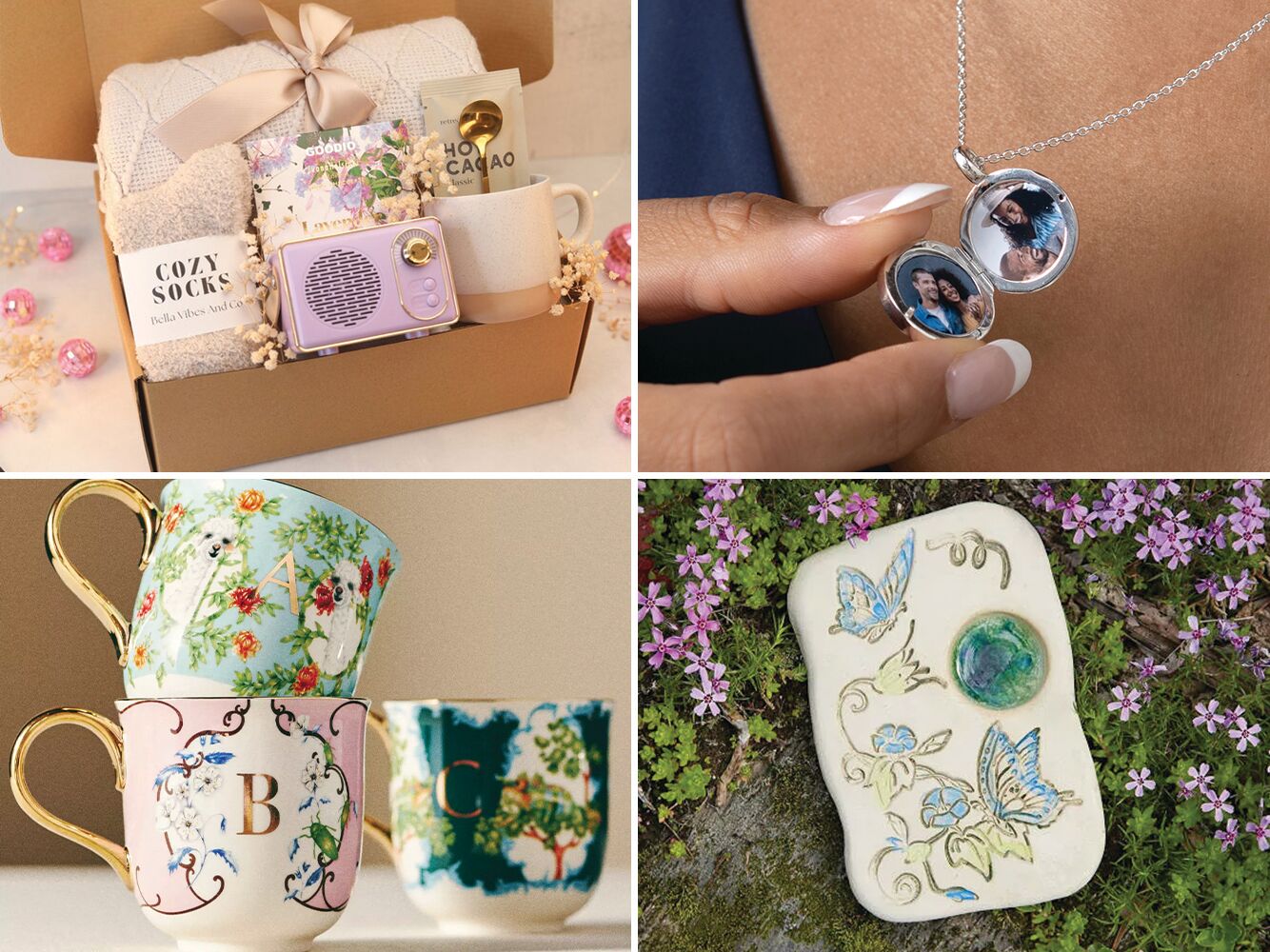 Collage of thoughtful gifts for grandmothers