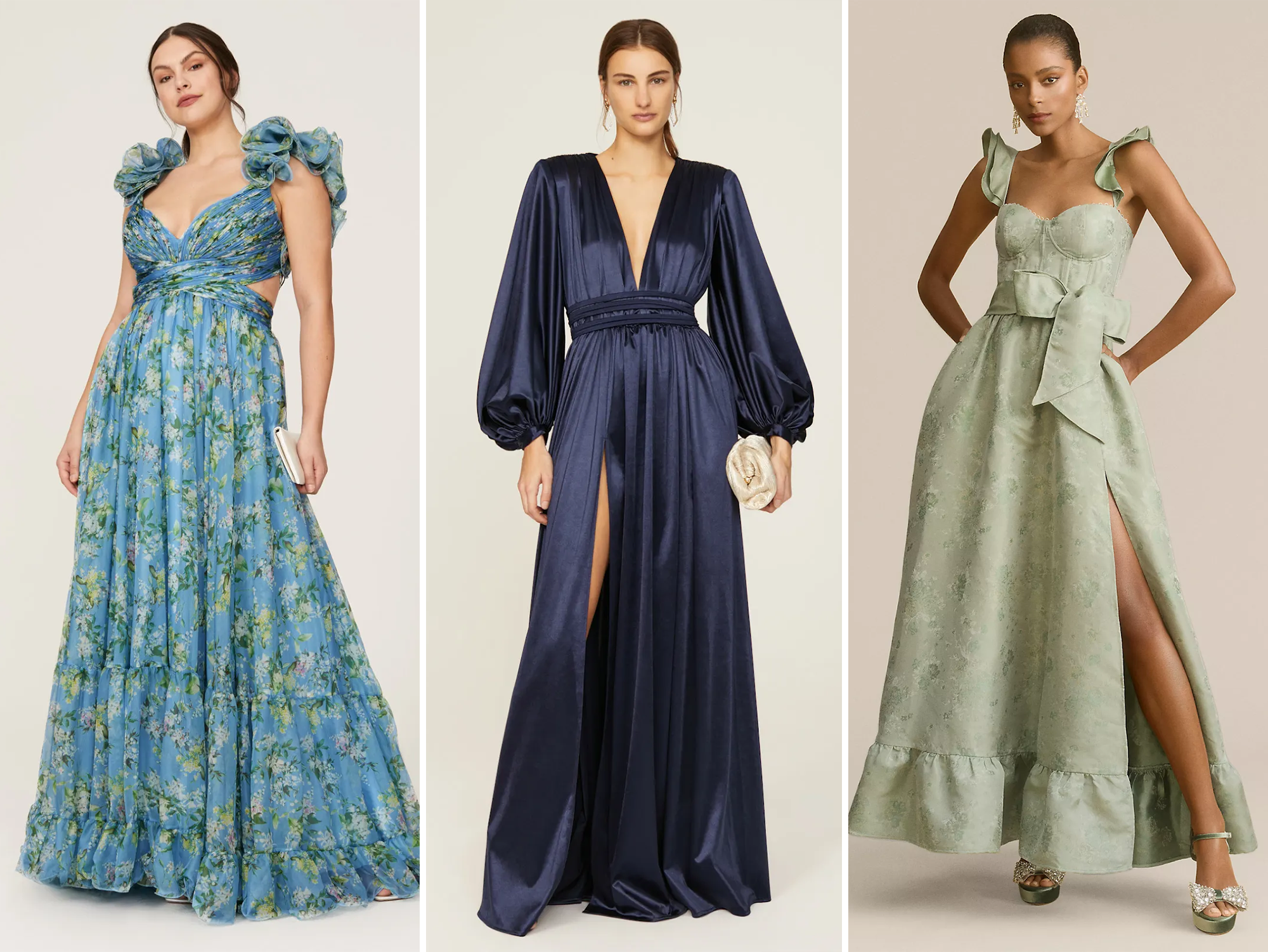 Three formal wedding guest dresses