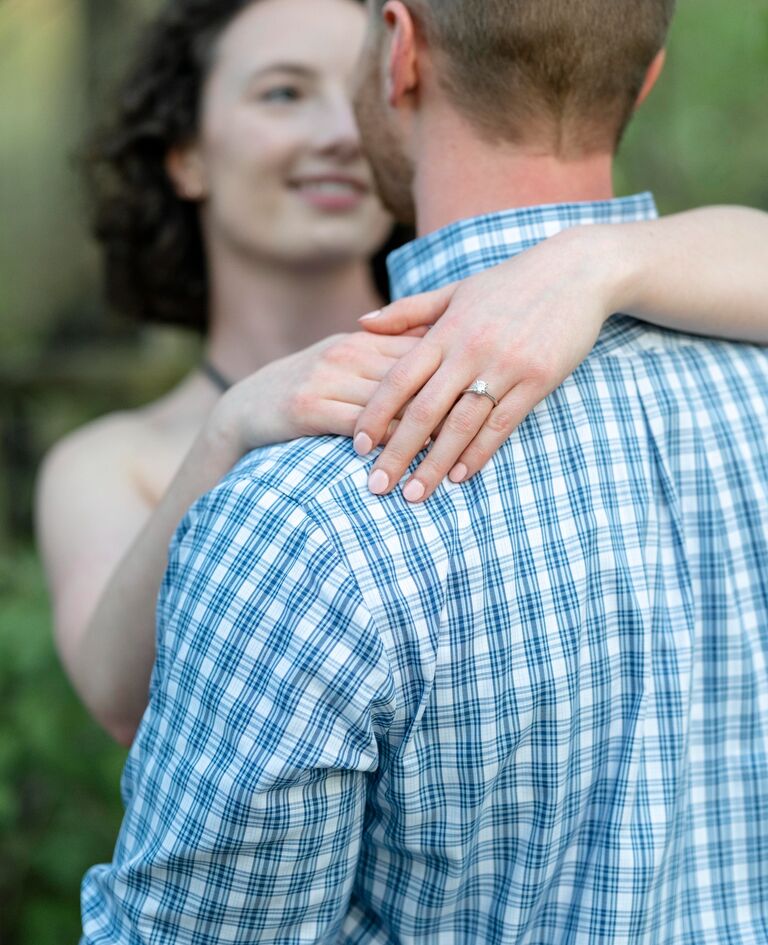 After 8 amazing years, Kyle took Elizabeth to Valley Forge National Park for a "hike" and popped the question- the rest is history!