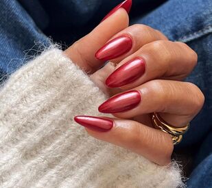 Red chrome wedding nails