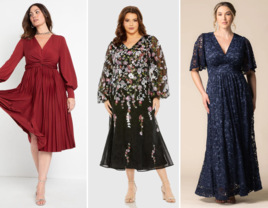 Three plus-size mother-of-the-bride dresses