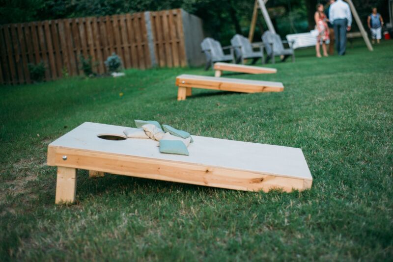 Lawn games graduation pool party idea